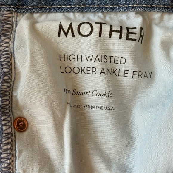 Mother Jeans Size 27 High Waisted Looker Ankle Fray One Smart Cookie Medium Wash - Picture 4 of 9